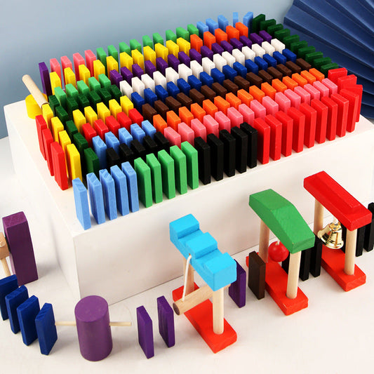 Wooden Domino Blocks Building Toy Kits Color Sort Rainbow