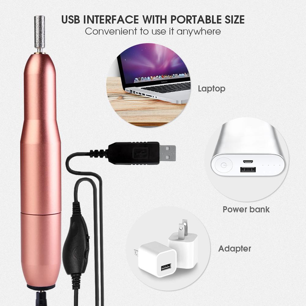 USB Nail Drill Set Electric Nail Polisher Portable Nail File Kit