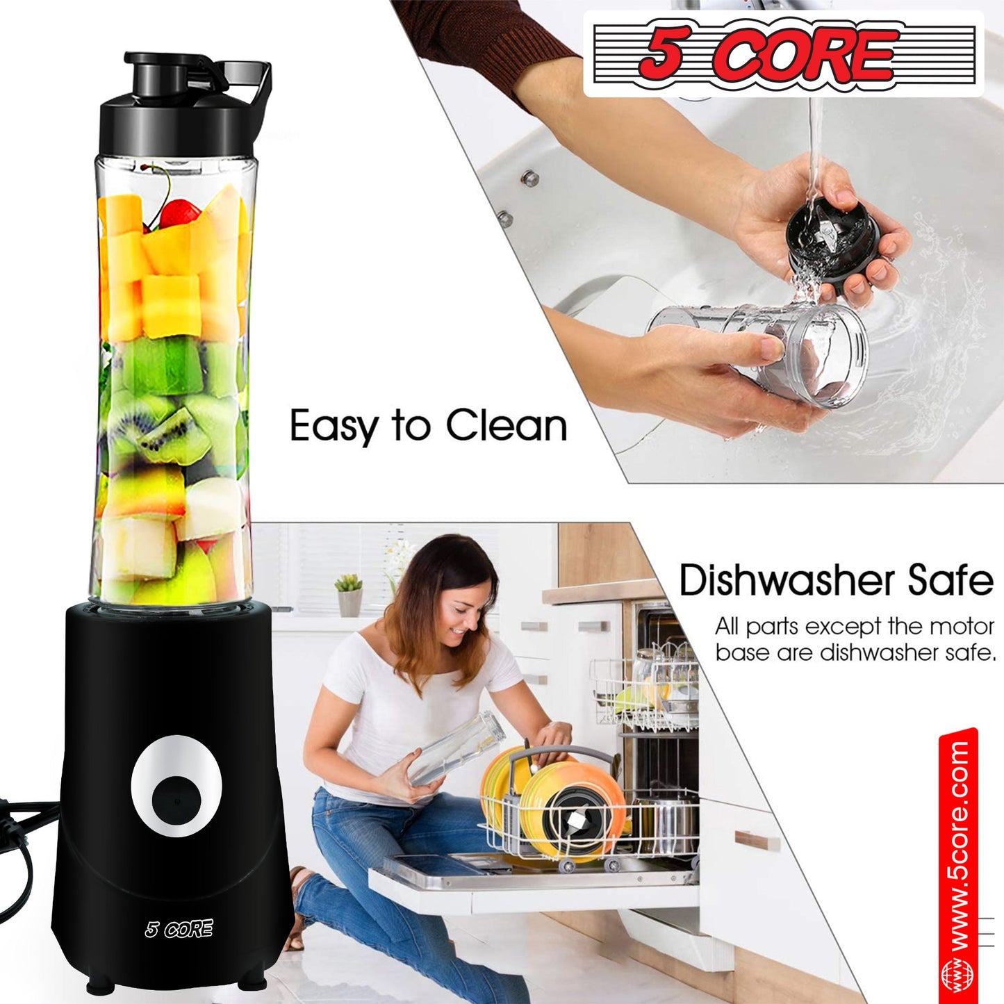 5Core Portable Blender For Kitchen 20 Oz Capacity 160W Personal