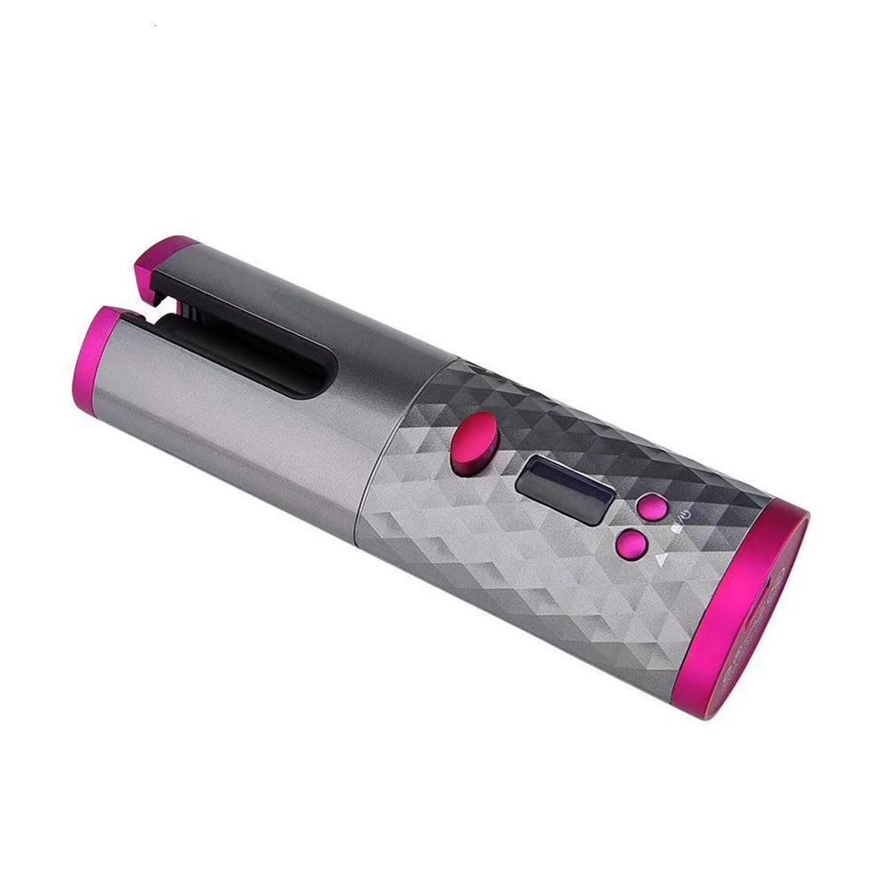 Cordless Curling Iron Automatic Rotating Portable Hair Curler USB