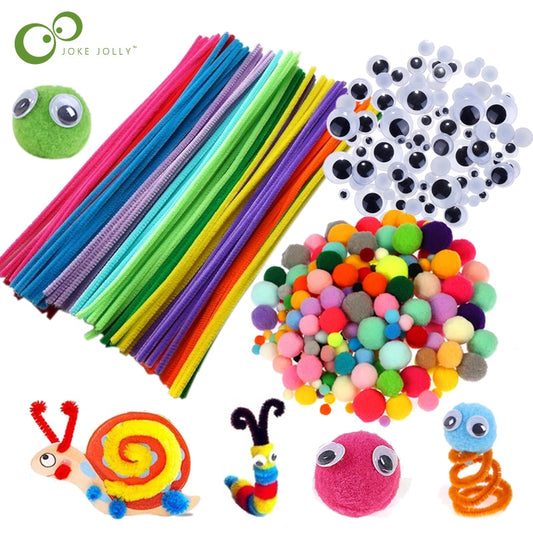 Plush Stick / Pompoms Rainbow Colors Shilly Stick Educational DIY Toys