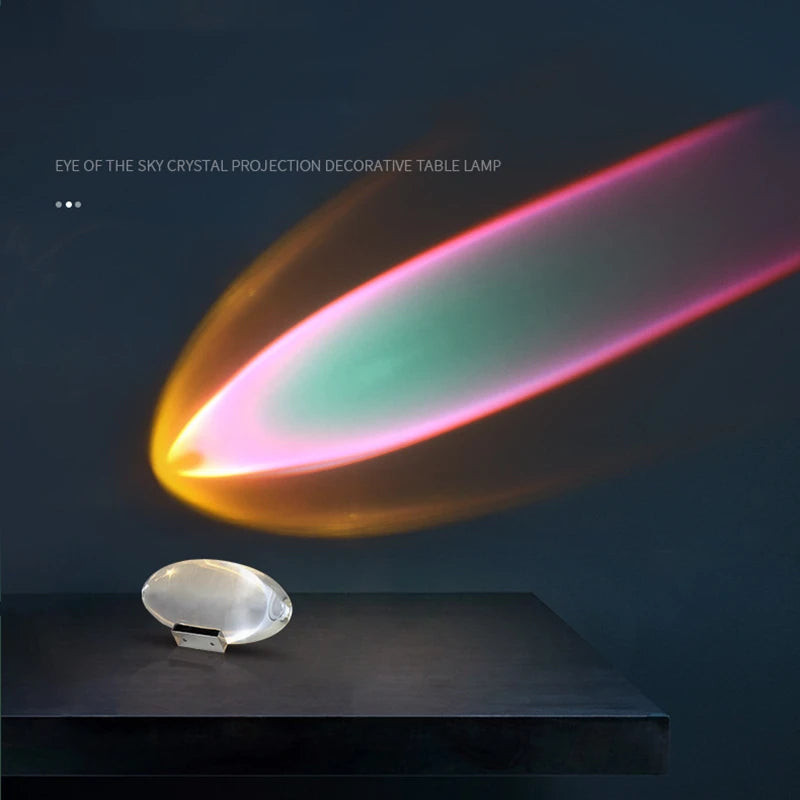 Led Crystal Eye of The Sky Table Lamp Italian Designer 3 Color Living