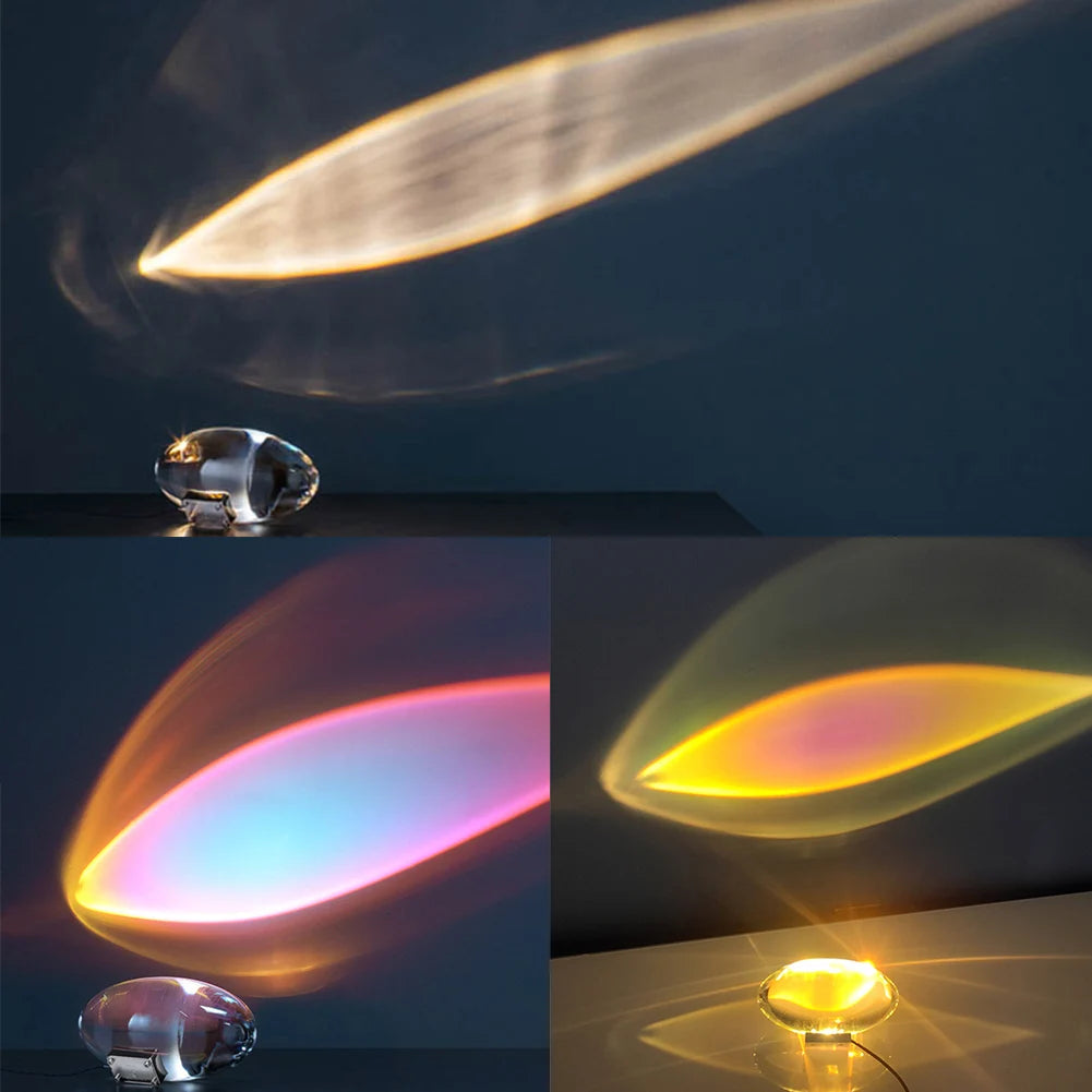 Led Crystal Eye of The Sky Table Lamp Italian Designer 3 Color Living