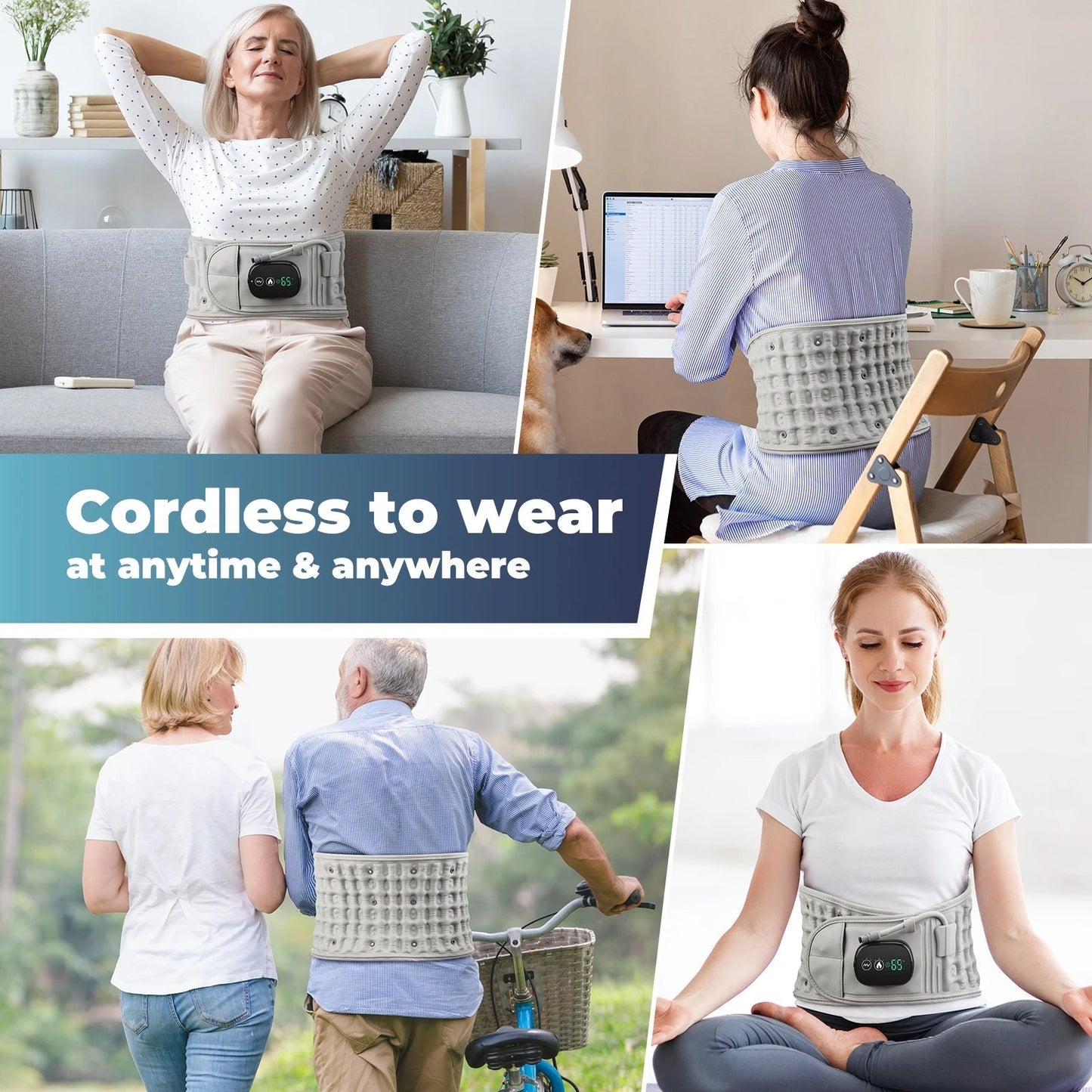 Electric Waist Massager Infrared Heated Lumbar Pad Adjustable