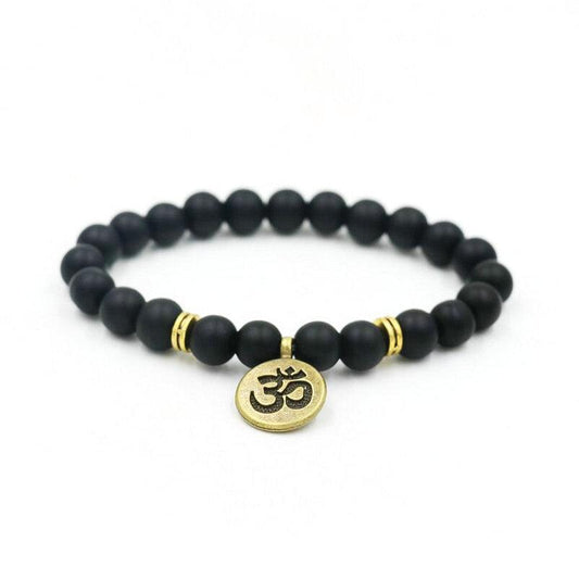 Yoga Bracelets Black Beaded with Spiritual Charms