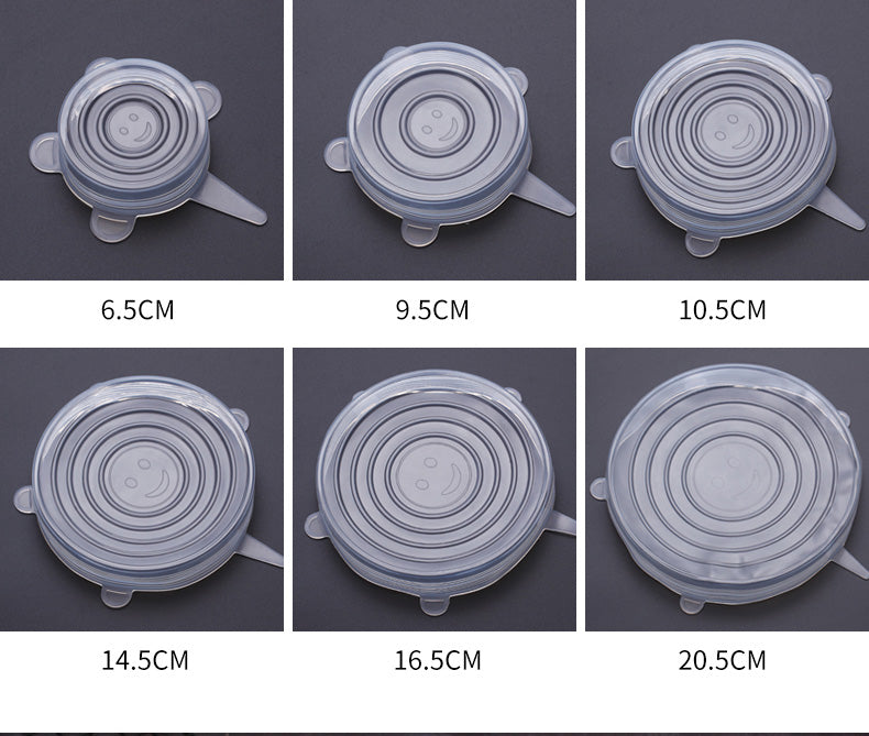 6 Pcs Food Silicone Cover Universal For Cookware